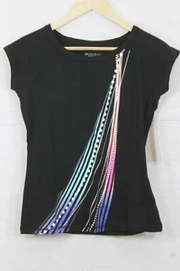 Womens Ideology Black Graphic T-Shirt Small Nwt - Picture 1 of 4