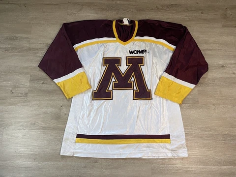 Vtg Men’s Minnesota Gophers WCHA Hockey Jersey Sz M NCAA Koronis Sports White Cover