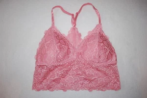 Womens DUSTY PINK LACE BRALETTE Racerback PULLOVER Removable Padded Cups SIZE XS - Picture 1 of 2