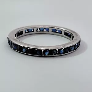 14K White Gold 1.25ct Sapphire Eternity Band Ring Size 5 (Five) - Picture 1 of 4