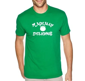 Mens Magicially Delicious Funny St. Patrick's Day Leprechaun Pot Gold T-Shirt - Picture 1 of 5