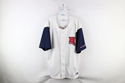 Camiseta deportiva de béisbol blanca vintage de los 90 Tommy Hilfiger para hombre grande envejecida deletreada Foto 1 de 4