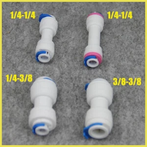 1/4 3/8 Push Fit Tube Quick Connector Straight Fittings RO Water Reverse Osmosis - Picture 1 of 12