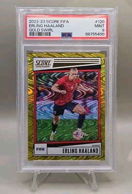 ERLING HAALAND 2023 Score Fifa #120 Gold Swirl 10/10 - PSA 9 POP2 - SSP - RARE - Image 1 of 4