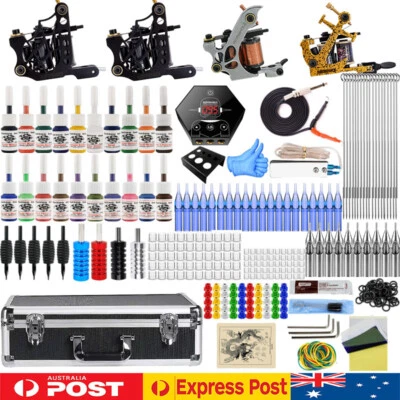 Tattoo Kit 4 Machine Guns 20 Color Inks Pigment Power Supply Needle Grip Tip Set - image 1 of 4
