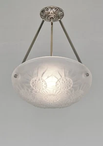 A FRENCH 1930 ART DECO PENDANT CHANDELIER BY NOVERDY .. lamp muller era france - Picture 1 of 11