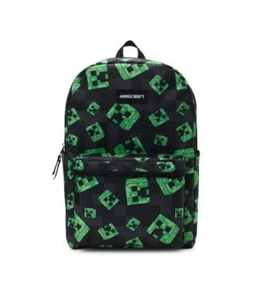 Minecraft Creeper - School Backpack Book Bag 17" Green Black Kids Backpack New! - Image 1 of 4