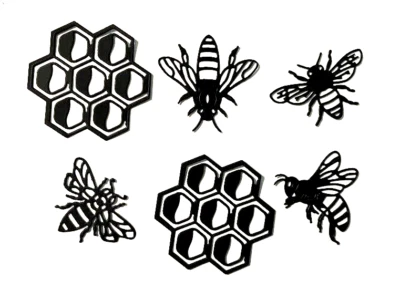 SILUETA DE ABEJORRO/ABEJA MELÍFERA Y PANAL TROQUELADO/CORTE, IMÁGENES PREDISEÑADAS DETALLADAS Foto 1 de 4