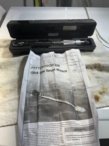 Pittsburgh Pro 1/4 Torque Wrench Click Type Appears New w All Papers Hard Case! - Picture 1 of 18