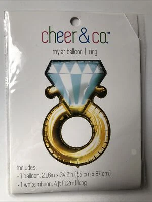 NUEVO Cheer & Co Globo Lámina Mylar 34 pulgadas ANILLO DE COMPROMISO DIAMANTE Decoración de Fiesta Foto 1 de 2