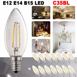 LED Filament Candle Light Bulb E12 E14 B15 C35 Edison LED Chandelier Light Bulb