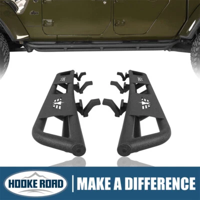 Barra Nerf de escalón lateral tubular de acero negro Hooke Road para Jeep Gladiator JT 20-25 Foto 1 de 4
