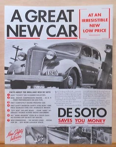 Vintage 1936 magazine ad for DeSoto - photos of The Brilliant New De Soto - Picture 1 of 1