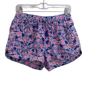 Vineyard Vines Shorts Girls Sz S Blue Pink Floral Linen Blend Drawstring Pull On - Picture 1 of 7