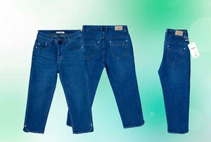 Damen Jeans Capri Hose Caprijeans Normalsitzend Blau - 36 38 40  - - Bild 1 von 4