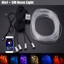 5M 4IN1 LED RGB Car Fiber Optic Neon Interior Atmosphere Light APP Bluetooth UK