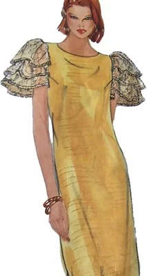 1980s Silverman Tiered Flutter Sleeve Formal Dress Vogue 2830 Sewing Pattern - Image 1 of 3