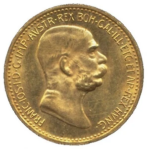 Moneda de oro 10 coronas Austria-Hungría Francisco José I 1908, D0596 - Imagen 1 de 2