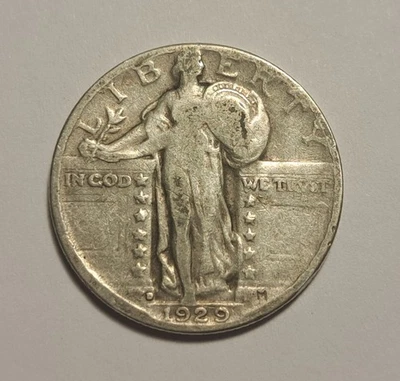 1929-D STANDING LIBERTY SILVER QUARTER 25C U.S. FREE SHIPPING  - Image 1 of 2