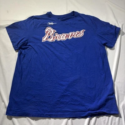 Camiseta de los Atlanta Braves para Hombres XL Azul MLB Béisbol Hank Aaron 44 Camiseta Nike Foto 1 de 4
