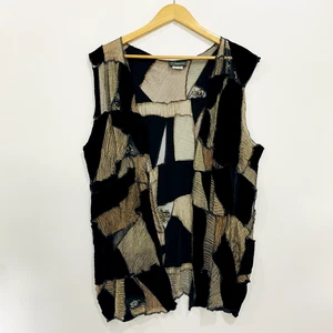 Shepatin Women's Top XS Black Abstract Art Deco Boxy Sleeveless Lightweight - Picture 1 of 7