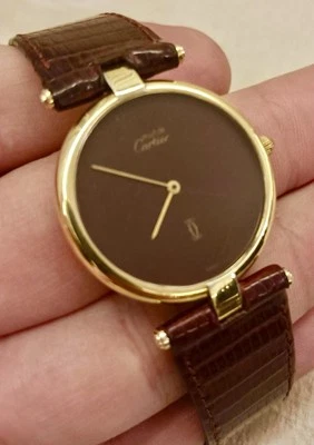Cartier Vermeil 925 SilverGold Plated Quartz Marrón Spider Dial Swiss Watch - image 1 of 4