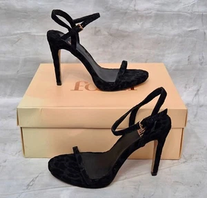 FAITH Ladies Lisco Black Stunning Glitter Animal Print Strappy Sandals MRRP £45 - Picture 1 of 9