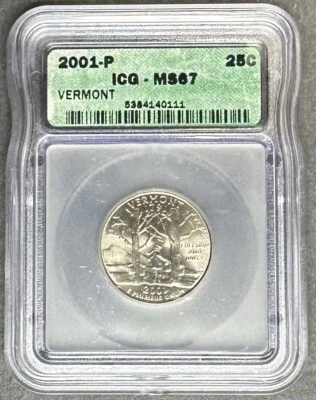 2001-P Vermont Quarter ICG MS-67, Buy 3 Items, Get $5 Off!! - Image 1 of 2