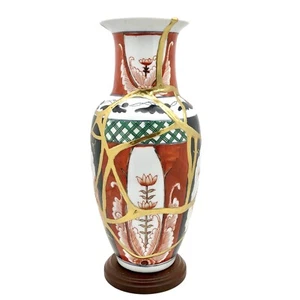 Kintsugi Vase japanische Imari viktorianischer Stil Gold Riss Kunst persönliches Wachstum Geschenk - Bild 1 von 16