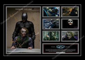 JOKER HEATH LEDGER SIGNED CHRISTIAN BALE THE DARK KNIGHT A4 PHOTO PRINT - Picture 1 of 2
