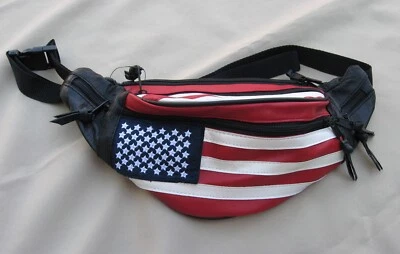 Waist pack hip fanny belt bag USA Stars and Stripes leather NEW red white blue - Image 1 of 4