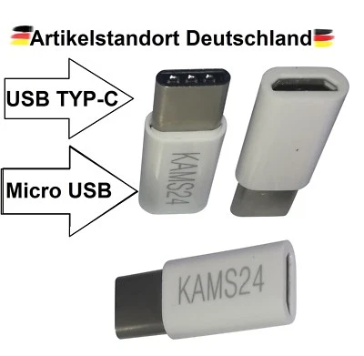 3 Adapter Typ-C 3.1 zu Micro USB Konverter Tablet Stecker Buchse Ladekabel weiß - Bild 1 von 4