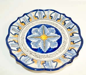 I. Godinger & Co. Italian Cobalt Blue Yellow Hand Painted 7” Dessert Plate - Picture 1 of 6