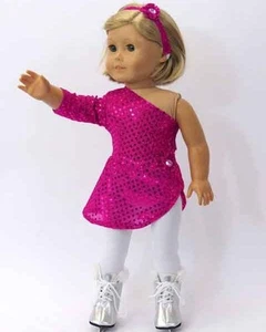 Puppenkleidung 18 Zoll Eislaufen Hot Pink Strumpfhose Schlittschuh passt American Girl Puppe - Bild 1 von 4