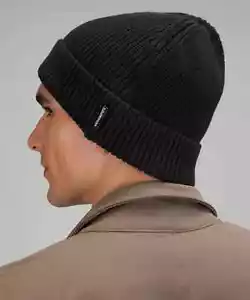 (BRAND NEW) Lululemon - Fit Beanie Wool Ribbed Knit Unisex One Size - Black - Picture 1 of 6