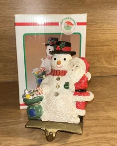 Kurt Adler Stocking Hanger Santa Snowman Christmas Holiday Holder Iron Base - Picture 1 of 15