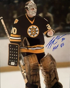 Gerry Cheevers Signed Boston Bruins 8x10 Photo HOF 85 Inscription - Picture 1 of 1
