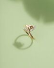 Pure 10K Rose Gold With Natural Real Diamond Flower Leaves Women's Wedding Ring
