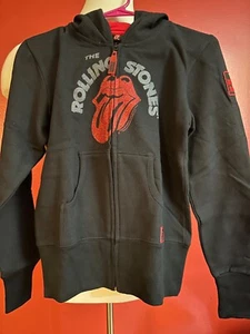 STEVE&BARRY'S-AUTHENTIC-BLACK-ROLLING STONES-SIZE M-KIDS-ZIP UP HOODIE-NWT - Picture 1 of 8