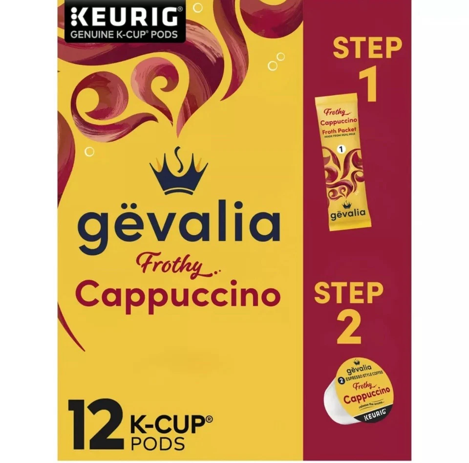 24 Ct Gevalia Cappuccino K Cup Espresso Coffee Pods & Cappuccino Froth Packet - Image 1 of 4