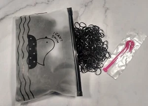 Black Elastic Hair Bands Small Rubber Bands Braids For Girls Kids Women - Picture 1 of 1
