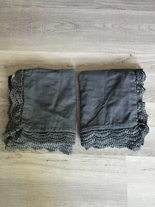 THRESHOLD STUDIO MCGEE Blue Grey Slub Lace Border Standard Pillow Shams set of 2 - Picture 1 of 5