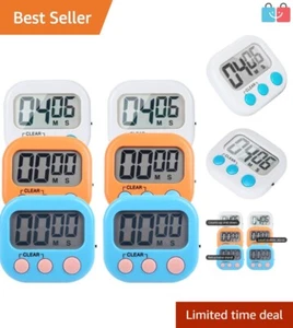 Magnetic Back Kitchen Timer Set - 6 Colorful Timers with 99-Minute Countdown - Picture 1 of 9