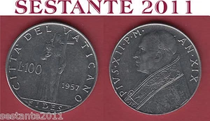 V21 VATICANO VATICAN CITY PIO XII 100 LIRE 1957 KM 55 SPL++/QFDC XF++/AUNC - Imagen 1 de 1