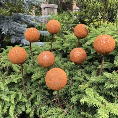 Rusty flowers set of 8, Metal garden decor, 8 Rusty flowers garden stakes - Image 1 of 4
