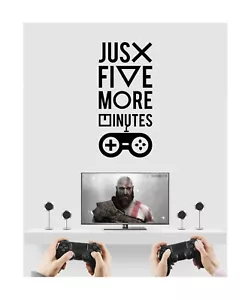 Just Five More Minutes Gamers Quote Wall Sticker Man Cave Room Home Art Vinyl L - Picture 1 of 161