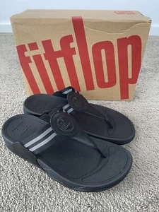 FitFlop Walkstar Silver Slip On Open Toe Strappy Stretchy Flat Slides Sandals - Picture 1 of 15