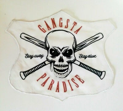Gangsta Paradise Skull Handmade Sew-On Embroidered Patch - Image 1 of 4
