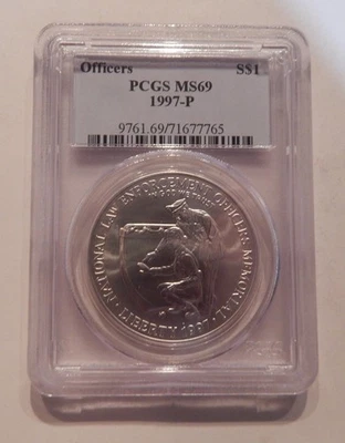 1997 P Officers Law Silver Commemorative Dollar MS69 PCGS Graded - Image 1 of 2