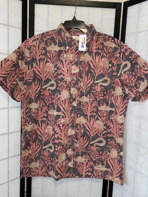 NWT Reyn Spooner Men's S-M Aloha Kai Tropical Fish Coral Floral Hawaiian Shirt - Image 1 of 4